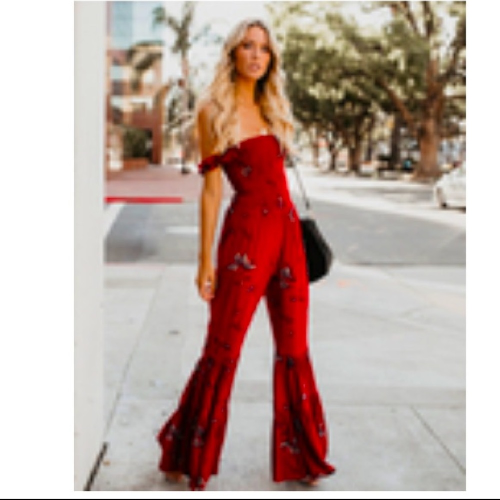 Vici collection- Smocked bell jumpsuit